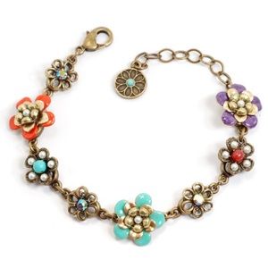 Enamel Flower/ Ant.Gold  Bracelet,NWT